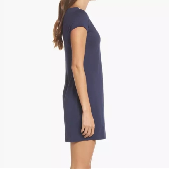 Lilly Pulitzer Brewster Navy Knit Dress with White Border Neckline - Picture 4 of 9